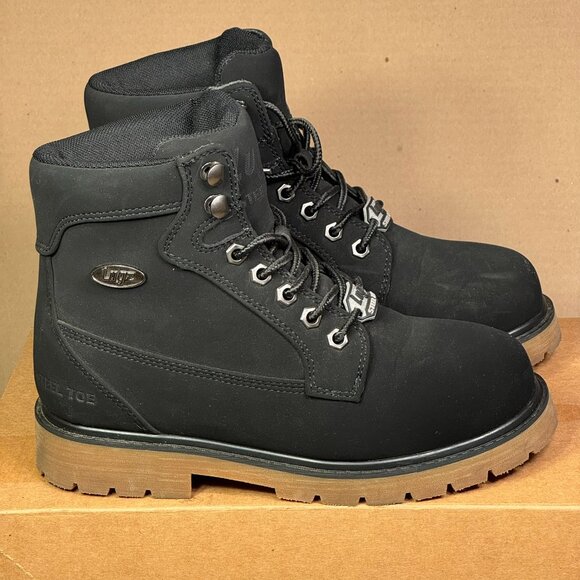Lugz Steel Toe Black Work Boots Slip Resistant Men 7 Women 7 - Picture 1 of 7